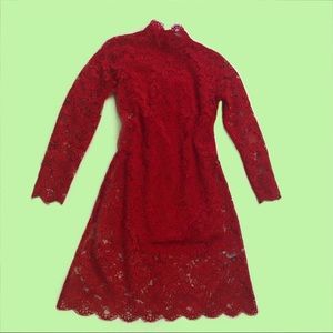 Red Lacy long sleeve dress